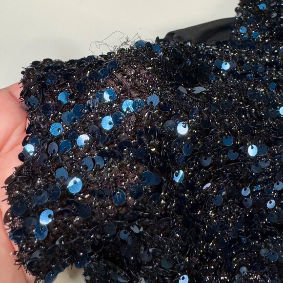 Mac Duggal Midnight Blue Sequined V-Neck Long Sleeve Evening Gown Size 16 NEW! - Picture 11 of 16
